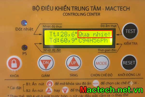 Hệ thống bảo vệ và cảnh báo trên máy sấy Mactech